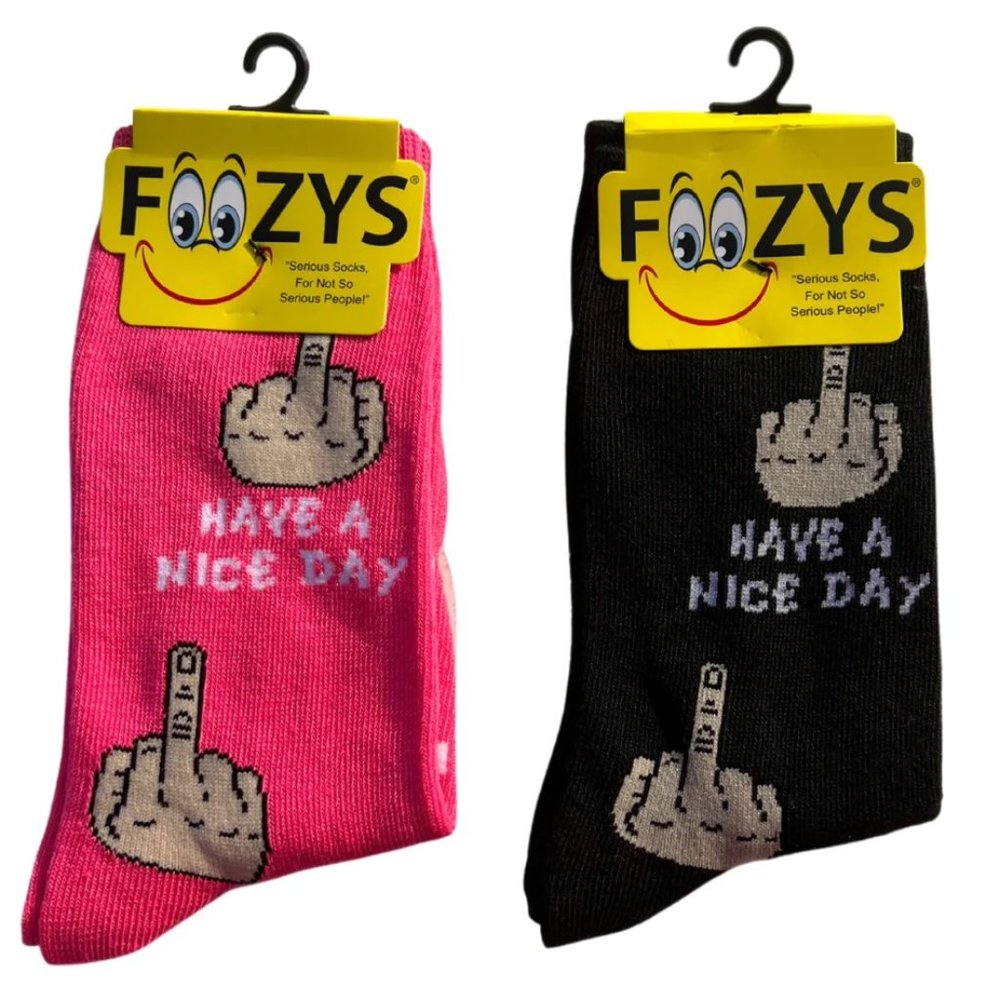 Middle Finger Have a Nice Day Flip Off Bird Hand Sarcasm 2 Pairs Women's Socks